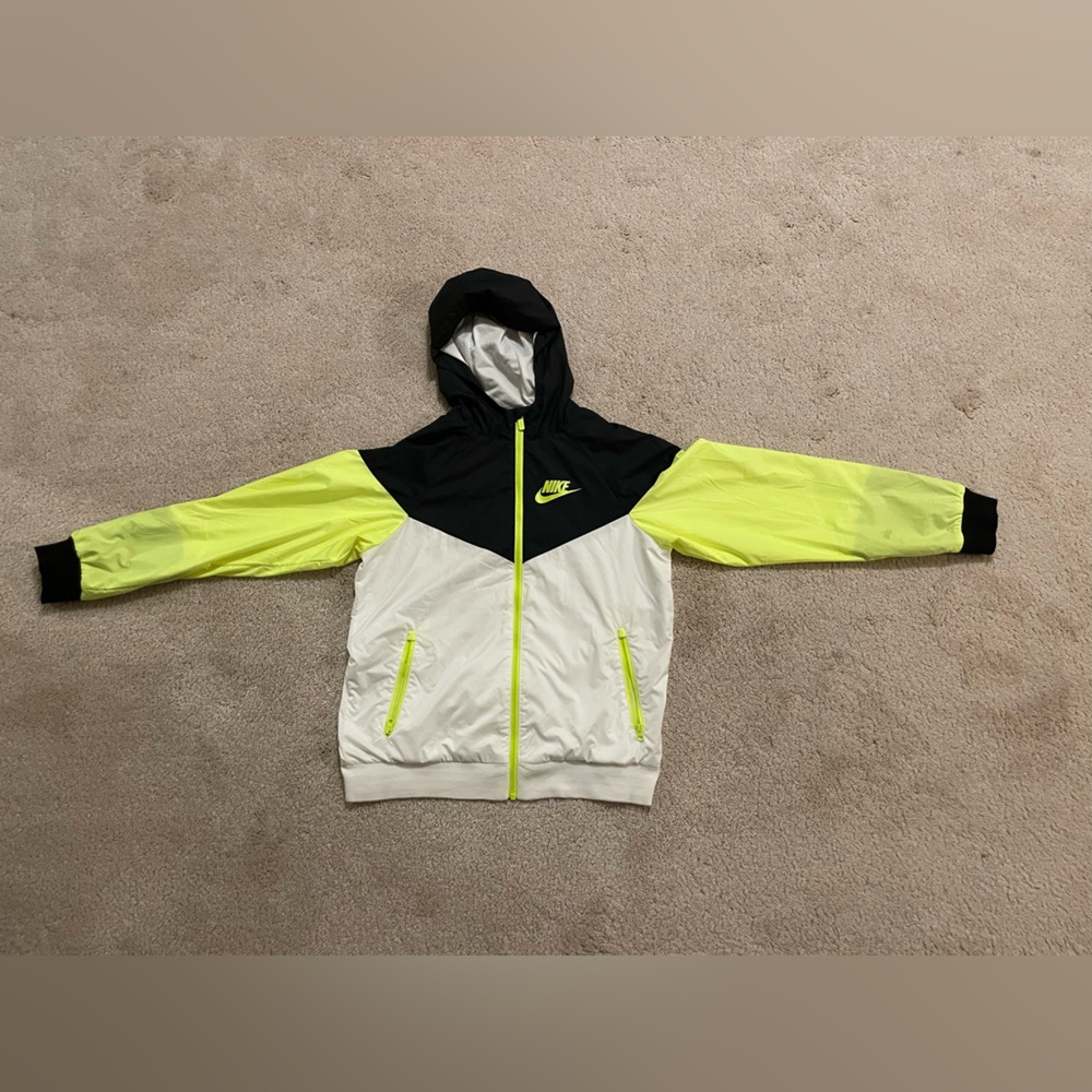 Nike Kids Tri-Tone Windbreaker - Black, White, Neon Yellow